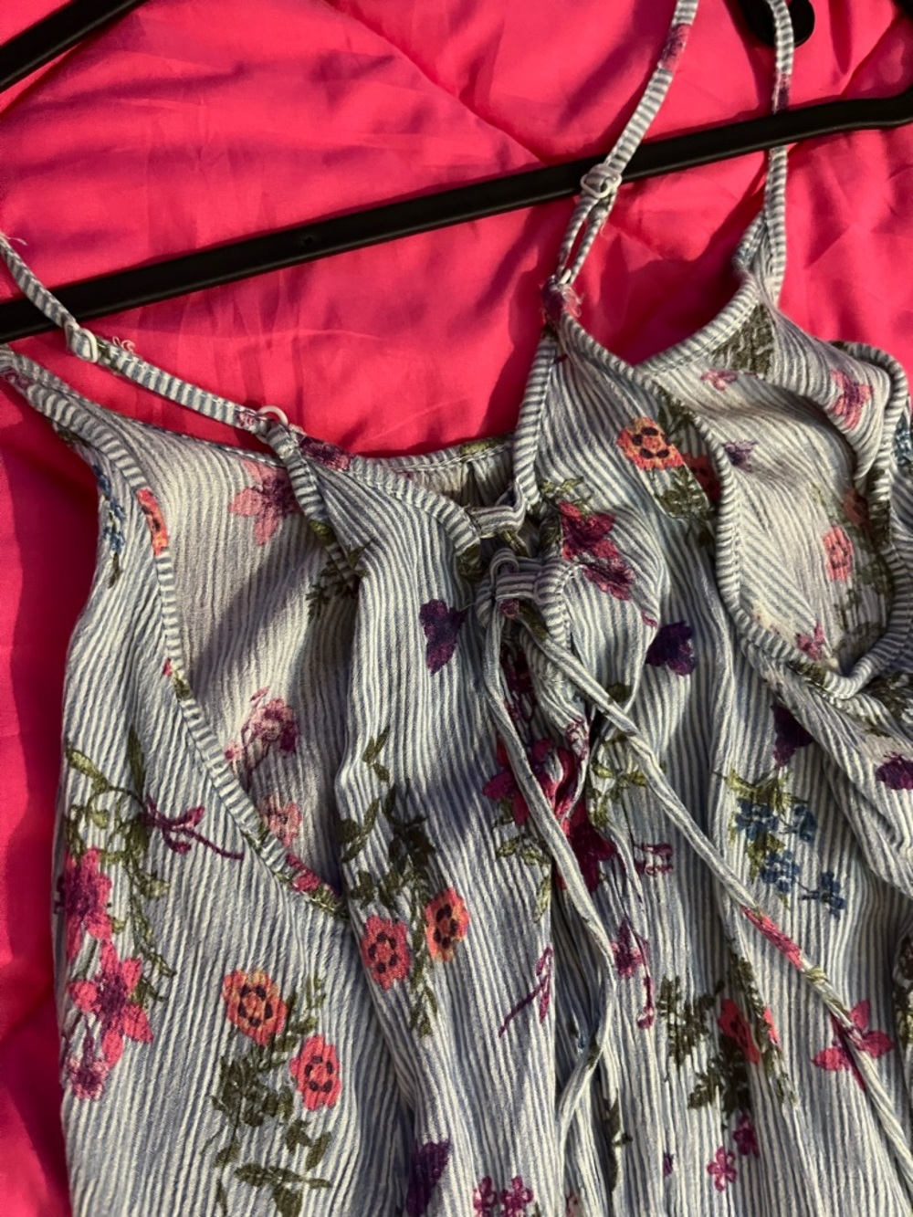 Wallflower Blue Striped Floral Lace-Trim Cami - Picture 3 of 4